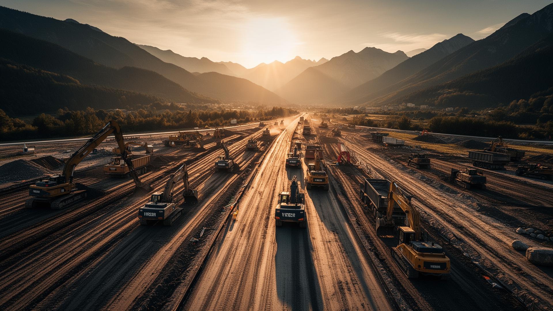 Șantier de drumuri RAI Construct în zona montană Brașov